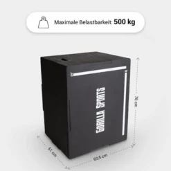Gorilla Sports Plyo Box aus Holz schwarz 61 x 51 x 76 cm Schwarz / Weiss Outlet