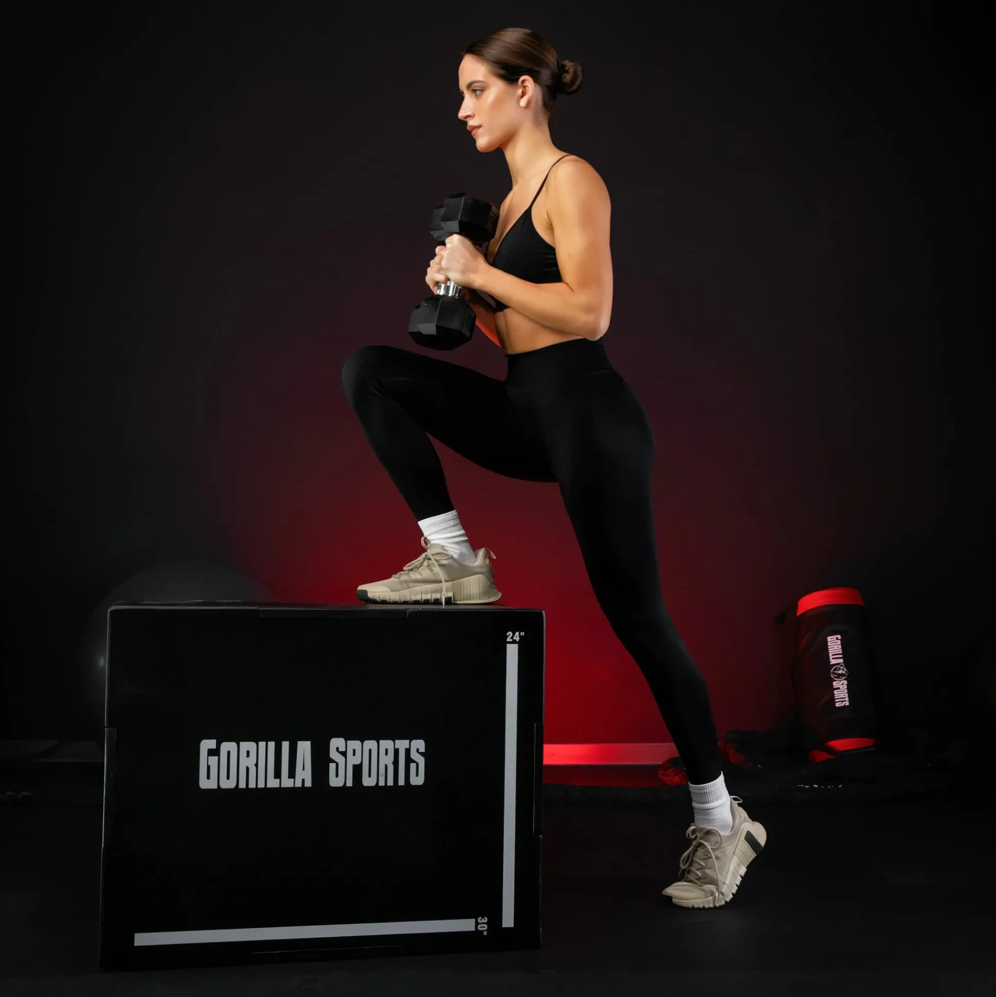 Gorilla Sports Plyo Box aus Holz schwarz 61 x 51 x 76 cm Schwarz / Weiss Outlet
