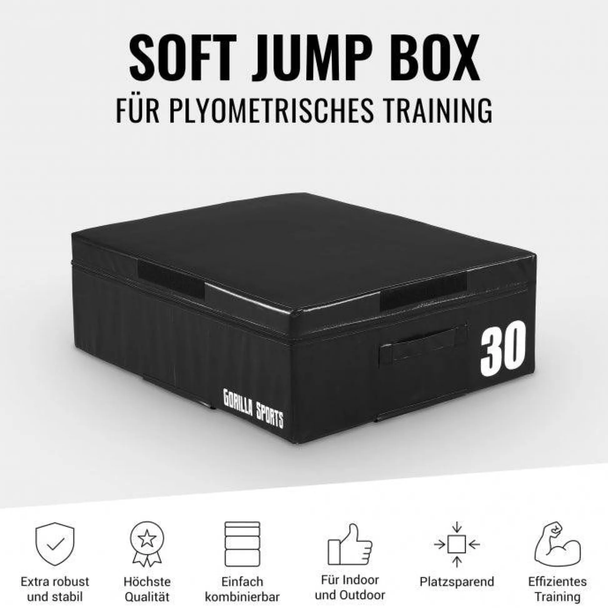 Gorilla Sports Plyo Box Soft mit Klettverschluss 15 - 60 cm Schwarz Hot