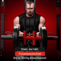 Gorilla Sports Power Rack mit Kabelzug Schwarz / Rot New