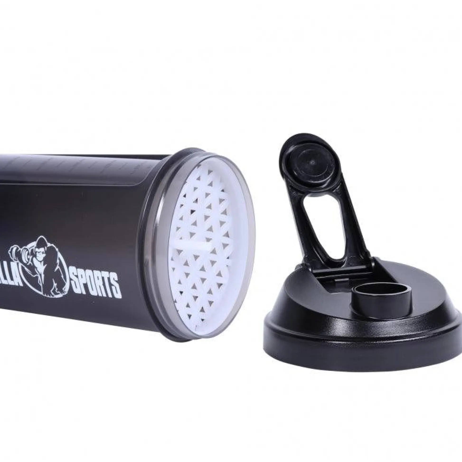 Gorilla Sports Protein Shaker mit Pulverfach 500 ml Schwarz Hot