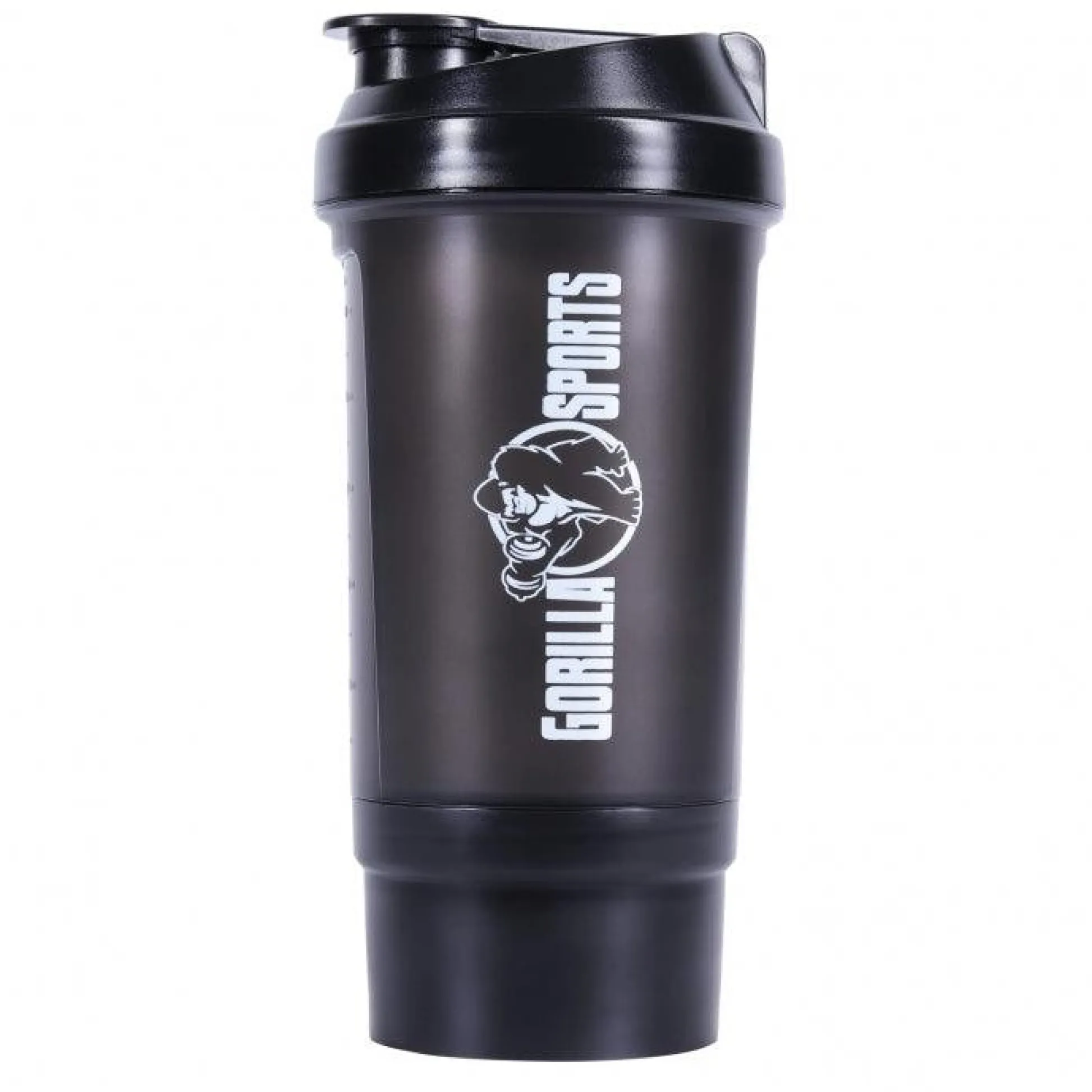 Gorilla Sports Protein Shaker mit Pulverfach 500 ml Schwarz Hot