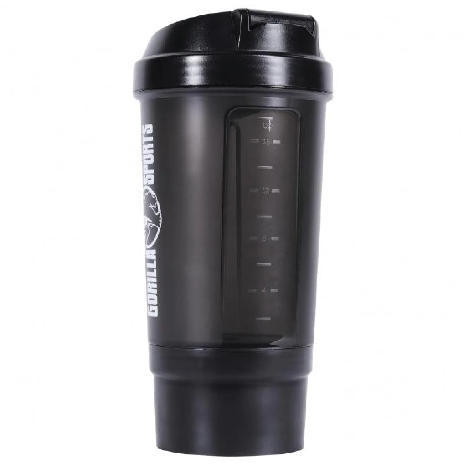 Gorilla Sports Protein Shaker mit Pulverfach 500 ml Schwarz Hot
