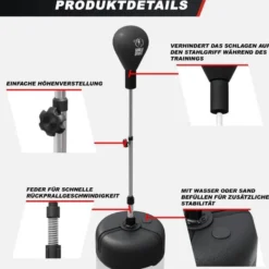Gorilla Sports Punchingball höhenverstellbar Schwarz Discount