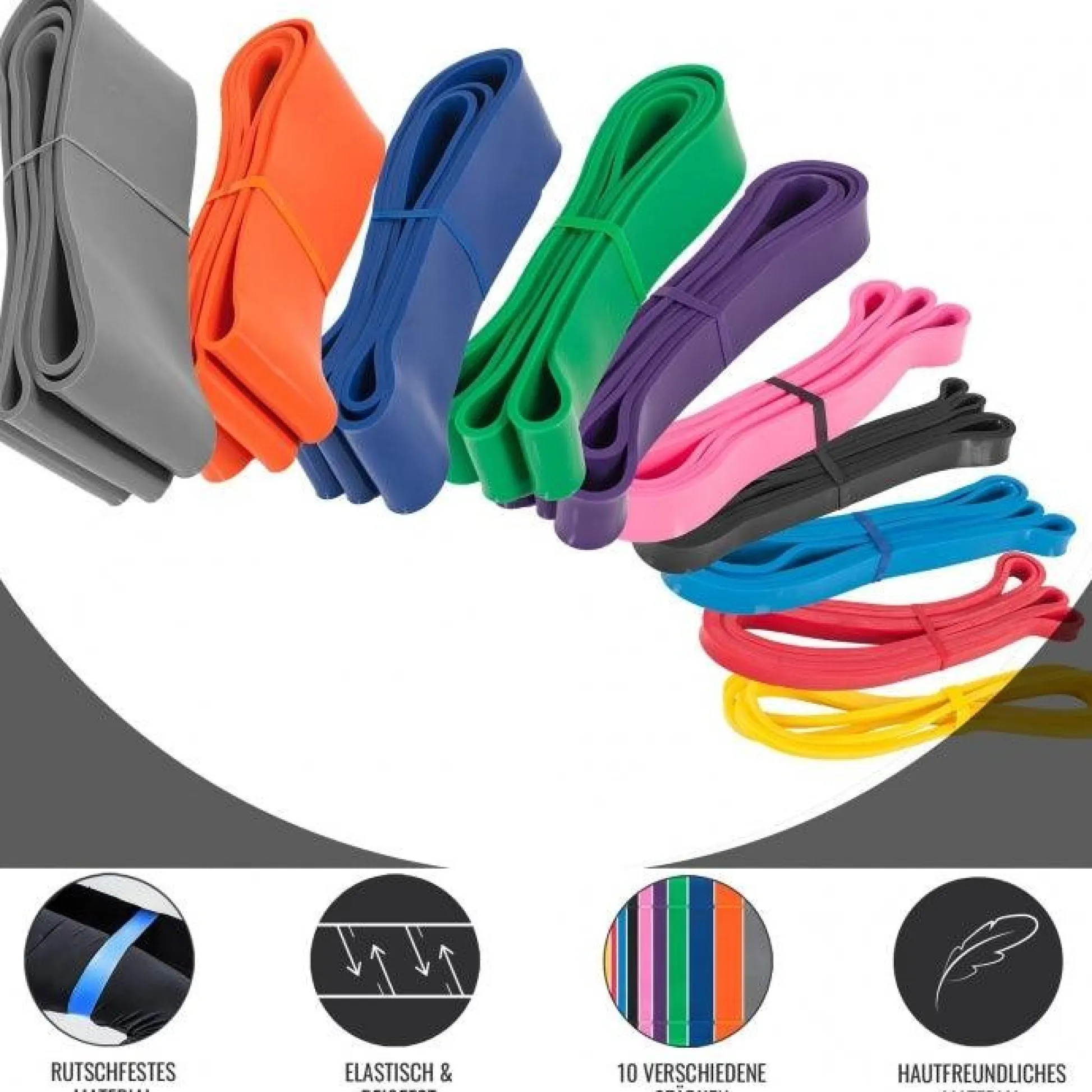 Gorilla Sports Resistance Band aus Latex 1 - 91 kg Schwarz Clearance