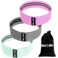 Gorilla Sports Resistance Band 3er Set aus Stoff inkl, Tragebeutel Verschieden Best