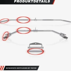 Gorilla Sports Rudergriff 3er Set Silber Best