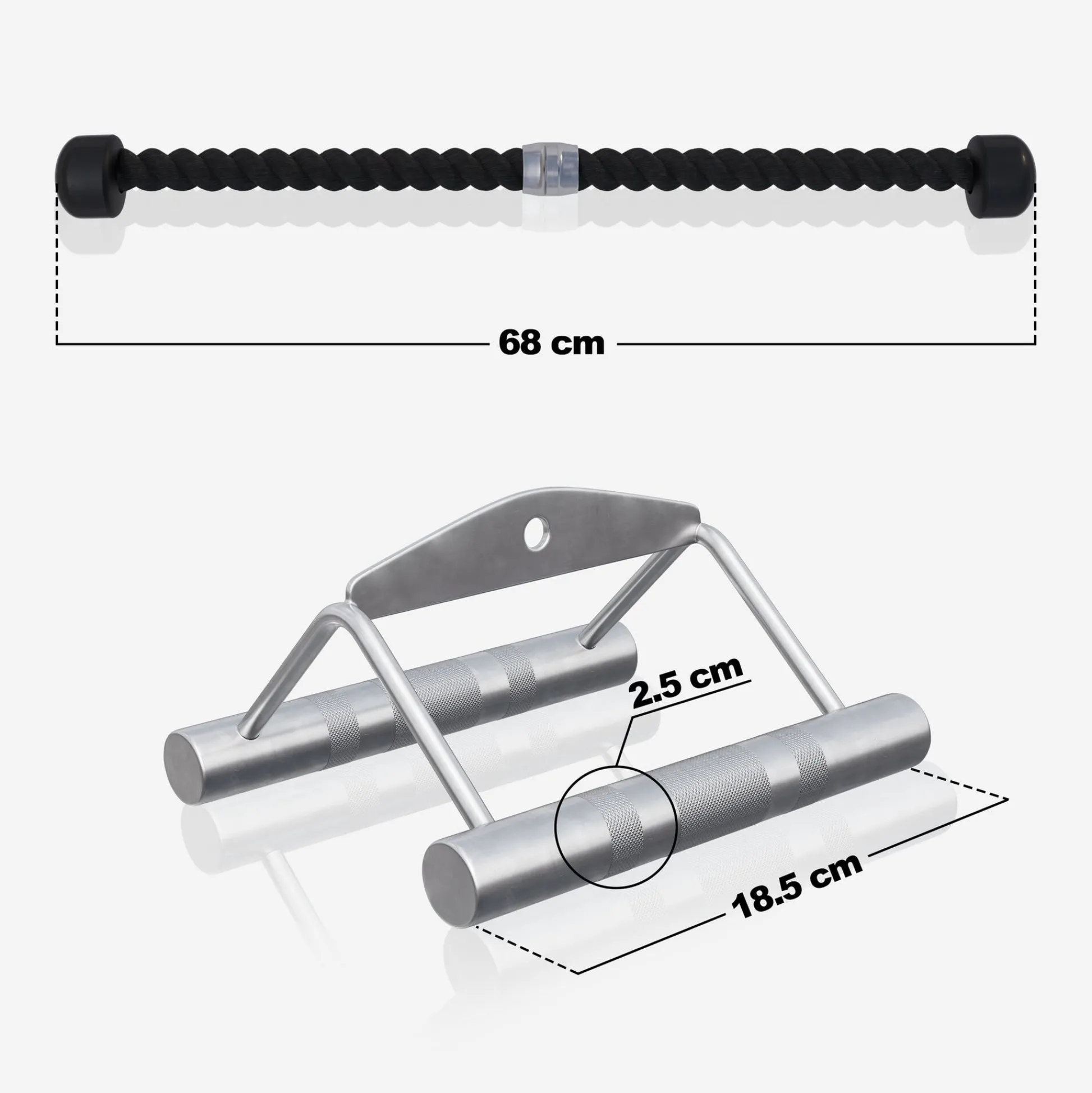 Gorilla Sports Rudergriff Set 2-teilig Schwarz / Silber