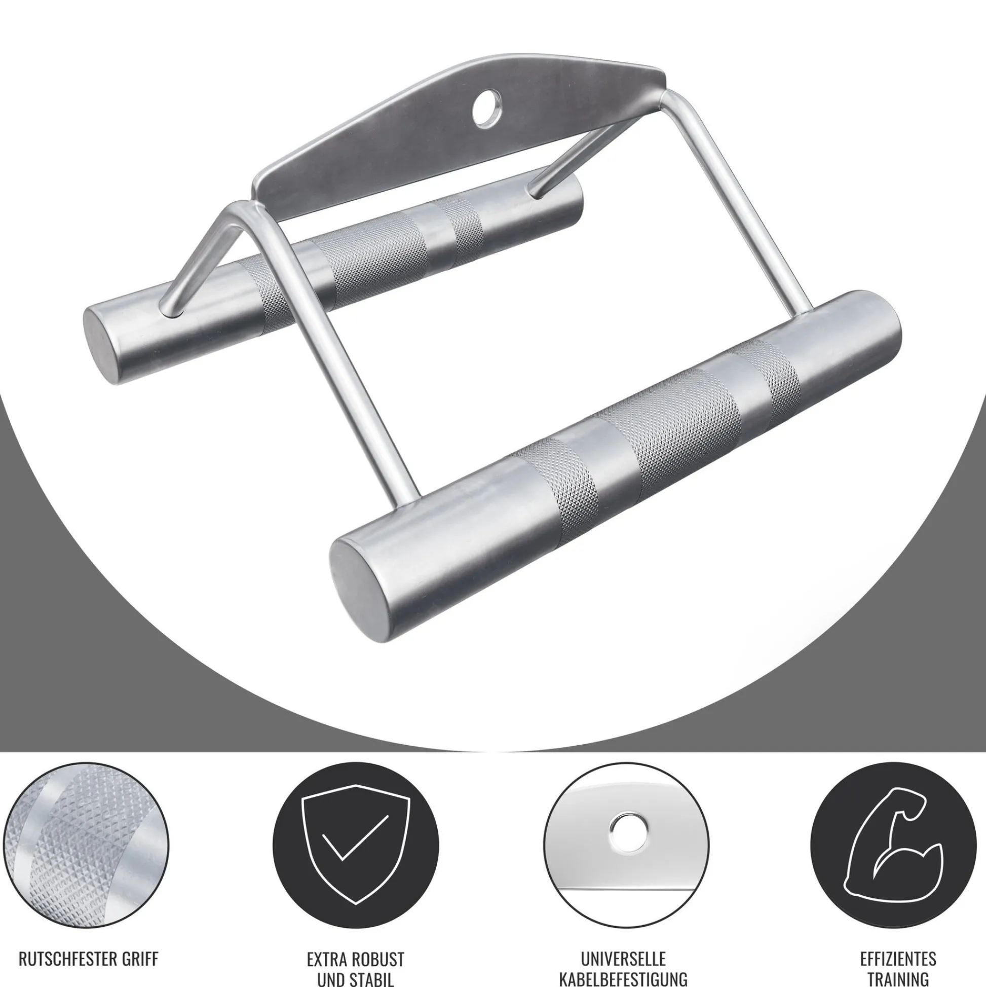 Gorilla Sports Rudergriff V-Griff breit Silber
