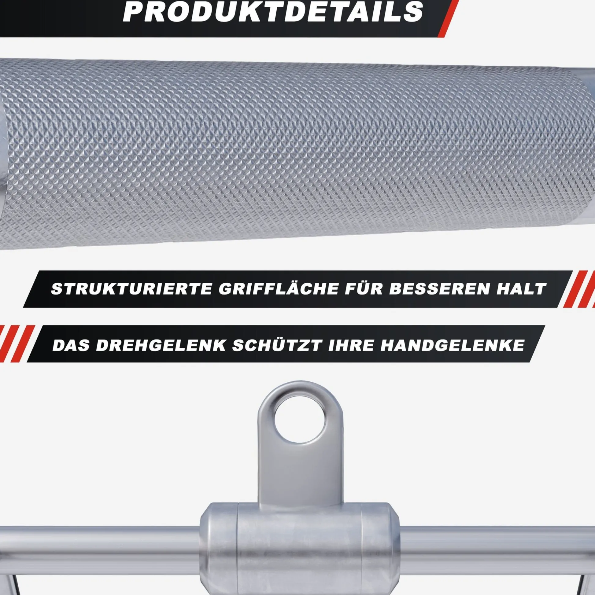 Gorilla Sports Rudergriff V-Griff breit inkl, Drehgelenk Silber Online
