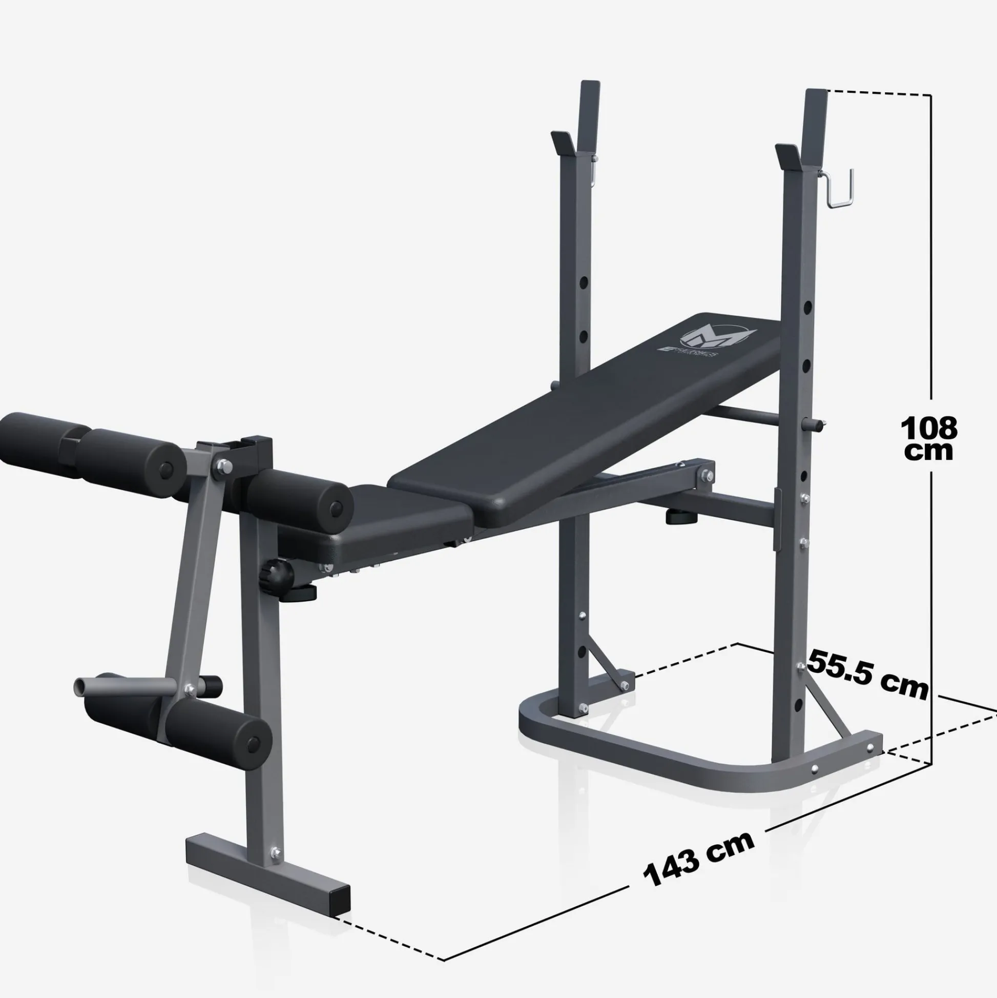 Gyronetics Schrägbank E-Series mit Ablage inkl, Beinstrecker Schwarz Clearance