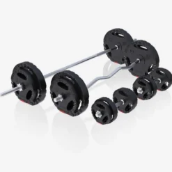 Gorilla Sports Schrägbank mit Squat Rack inkl, Langhantel Set 75 kg Weiss / Schwarz Discount
