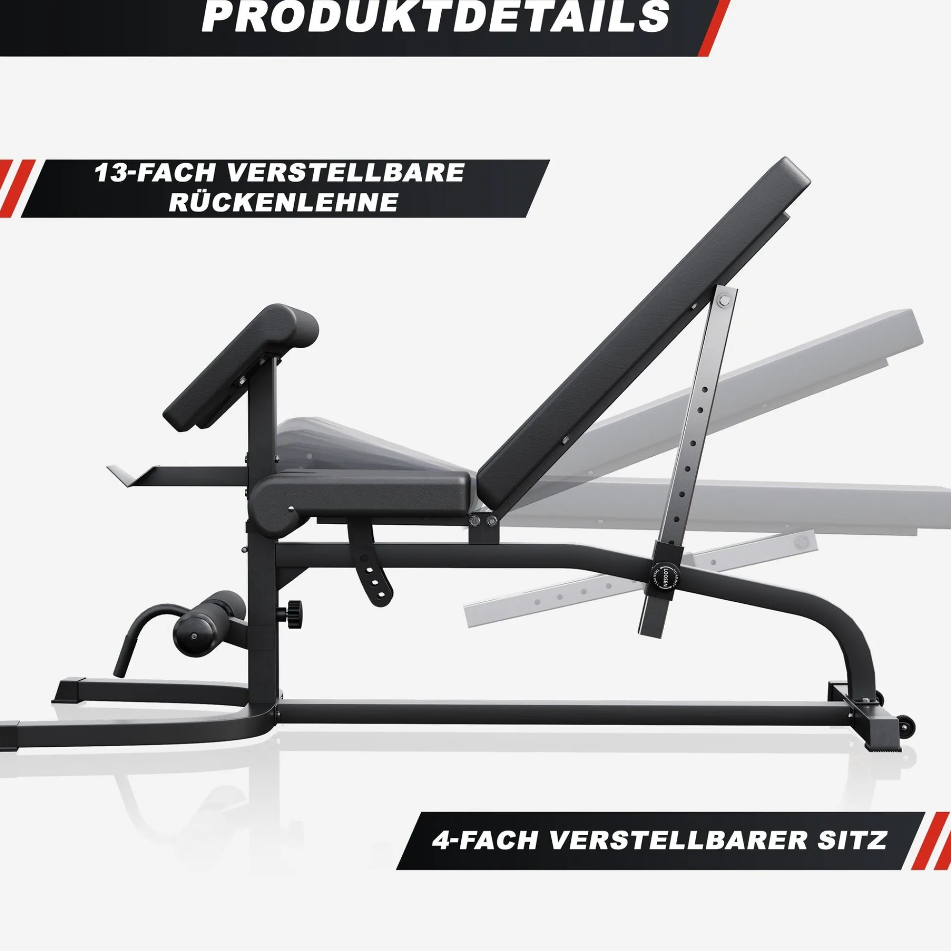 Gorilla Sports Schrägbank verstellbar inkl, Beinstrecker und Curlpult Schwarz Online