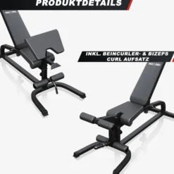 Gorilla Sports Schrägbank verstellbar inkl, Beinstrecker und Curlpult Schwarz Online