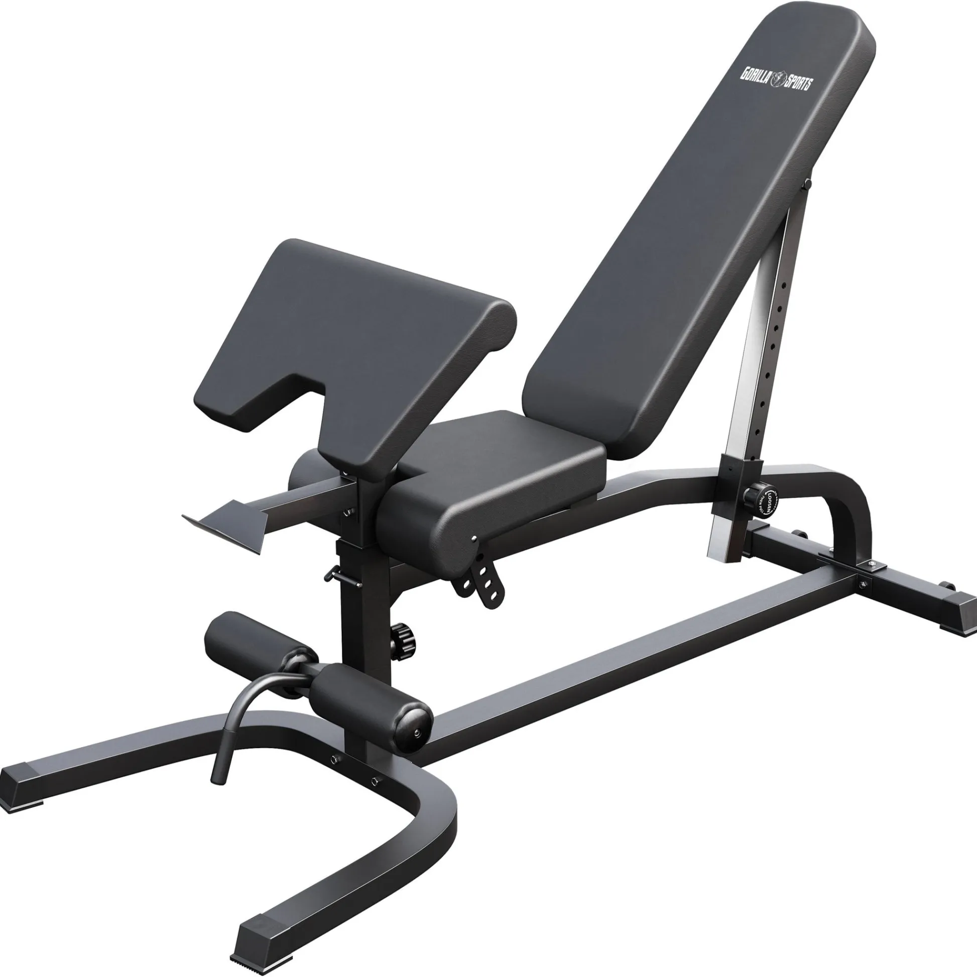 Gorilla Sports Schrägbank verstellbar inkl, Beinstrecker und Curlpult Schwarz Online