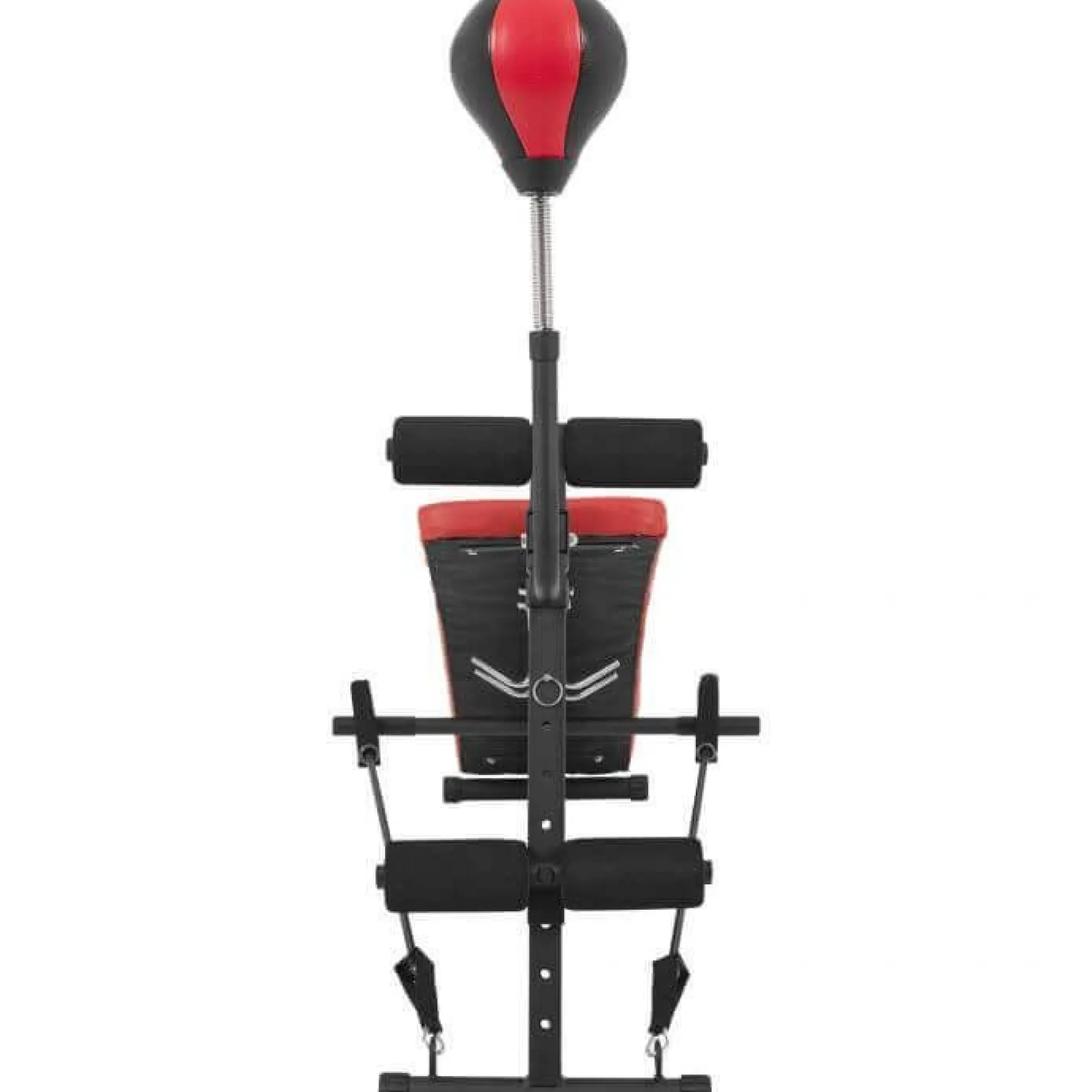 Gorilla Sports Sit Up Bank mit Punching Ball und Widerstandsbändern Schwarz / Rot Hot