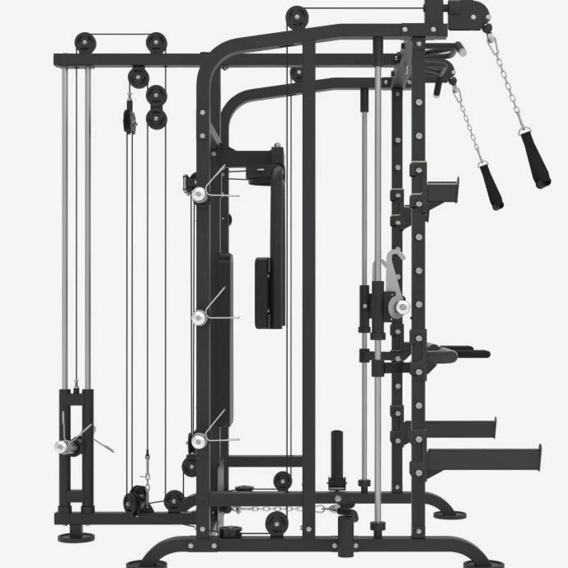 Gorilla Sports Smith Machine inkl, Klimmzugstange, Kabelzug und Butterfly Schwarz / Silber Hot