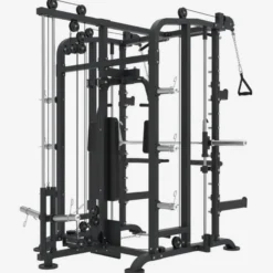 Gorilla Sports Smith Machine inkl, Klimmzugstange, Kabelzug und Butterfly Schwarz / Silber Hot