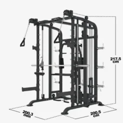 Gorilla Sports Smith Machine inkl, Klimmzugstange, Kabelzug und Butterfly Schwarz / Silber Hot