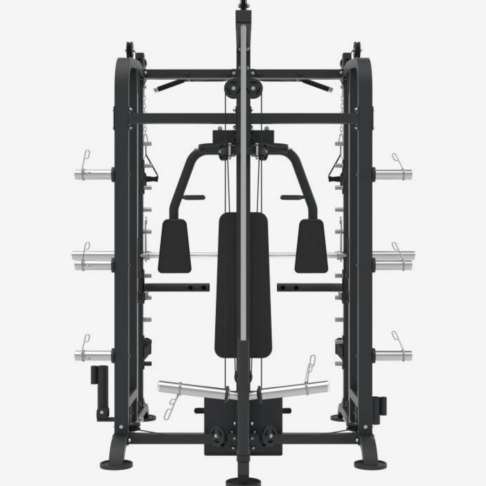 Gorilla Sports Smith Machine inkl, Klimmzugstange, Kabelzug und Butterfly Schwarz / Silber Hot