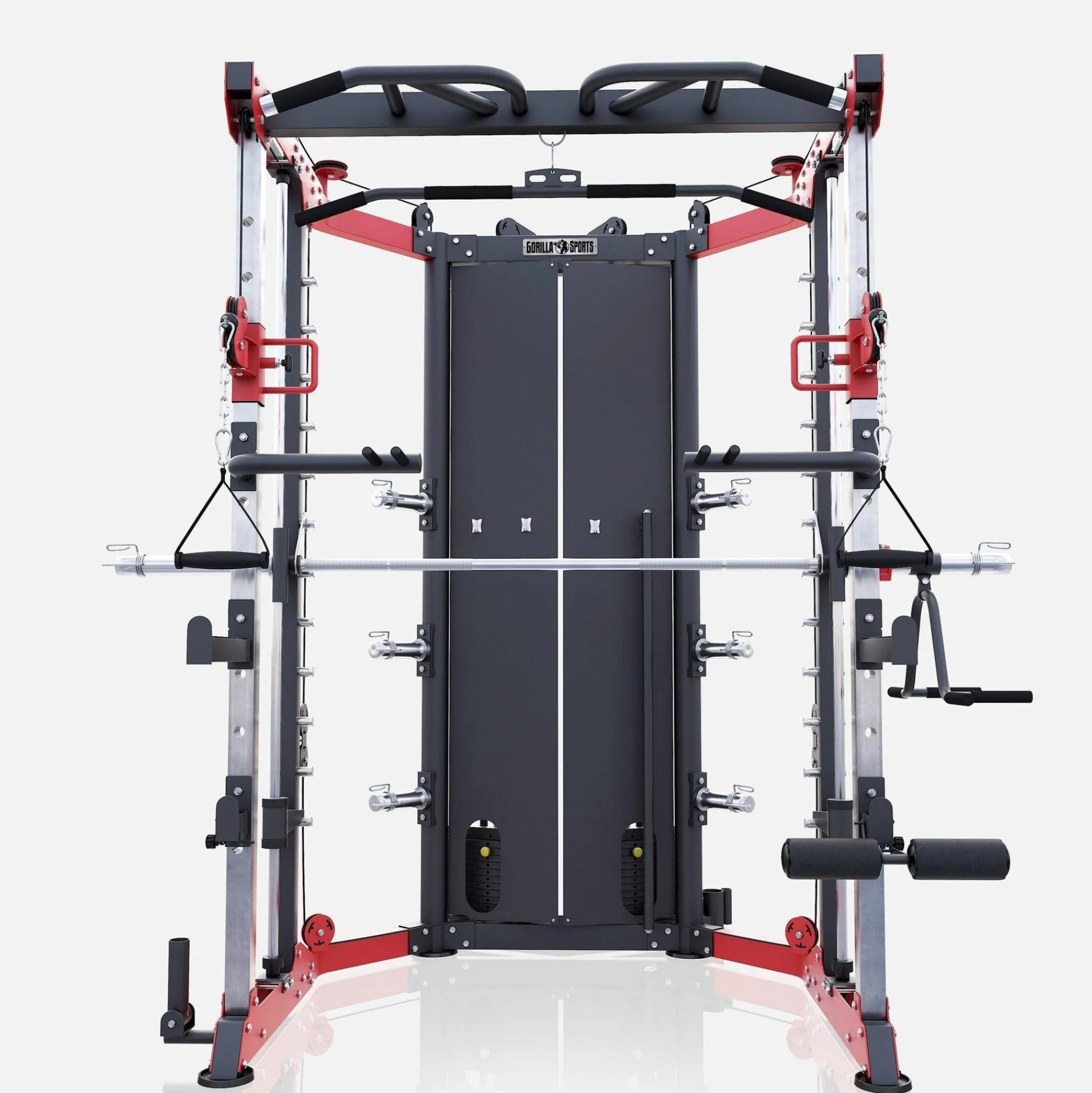 Gorilla Sports Smith Machine mit Steckgewichten Schwarz / Rot Hot