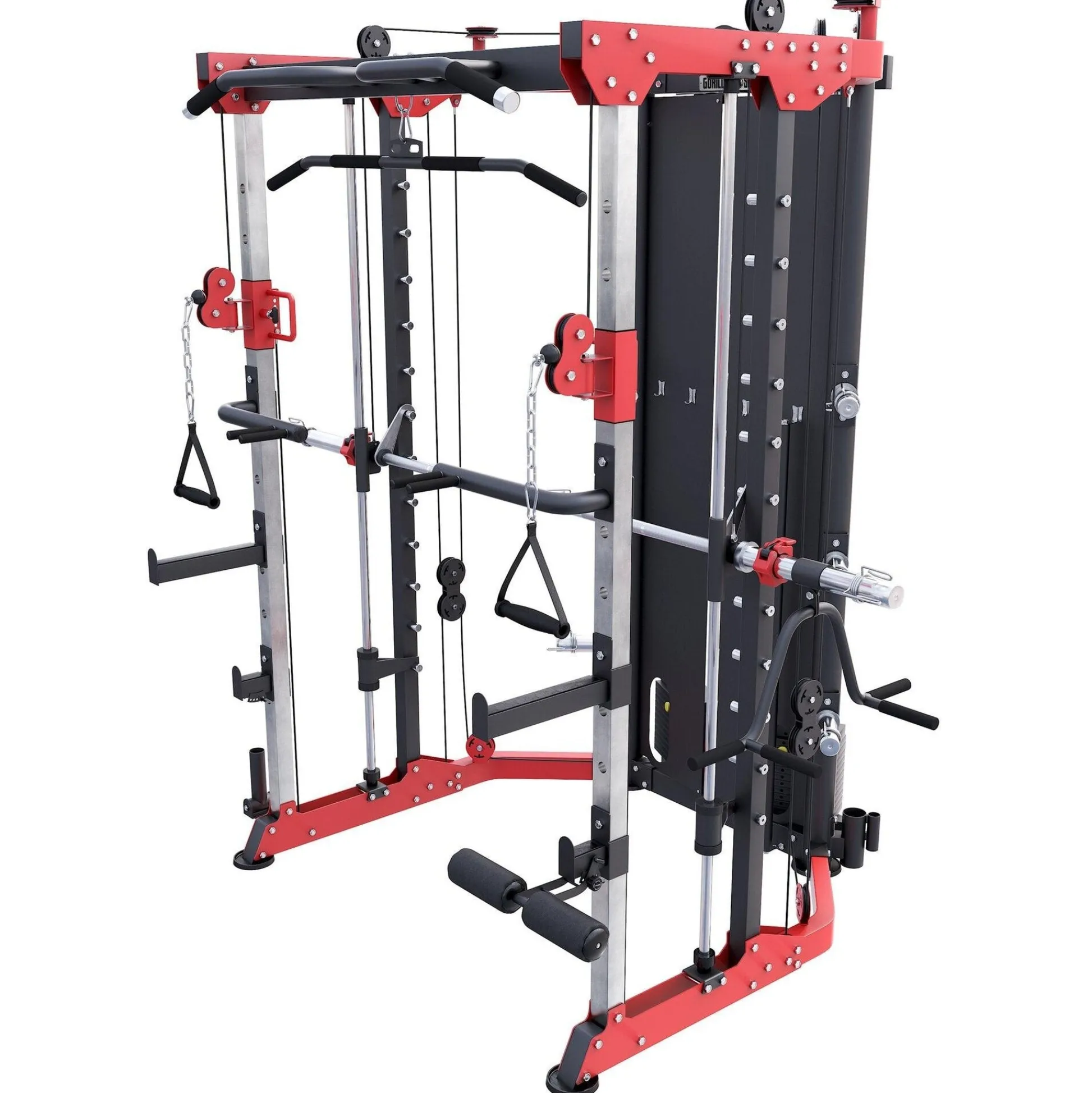 Gorilla Sports Smith Machine mit Steckgewichten Schwarz / Rot Hot