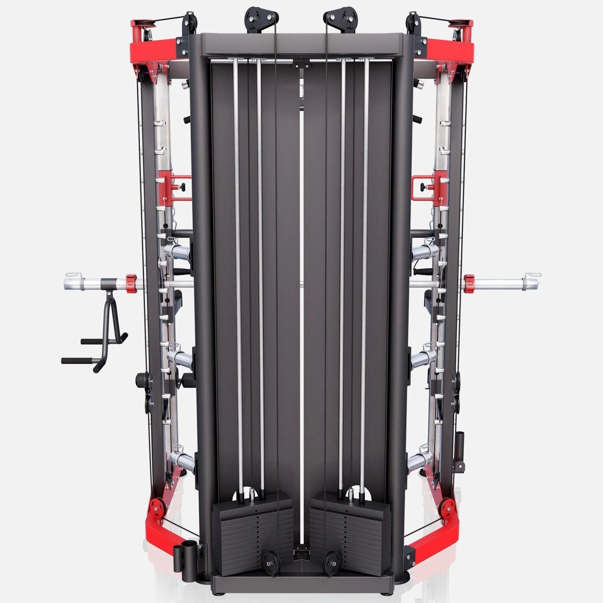 Gorilla Sports Smith Machine mit Steckgewichten Schwarz / Rot Hot