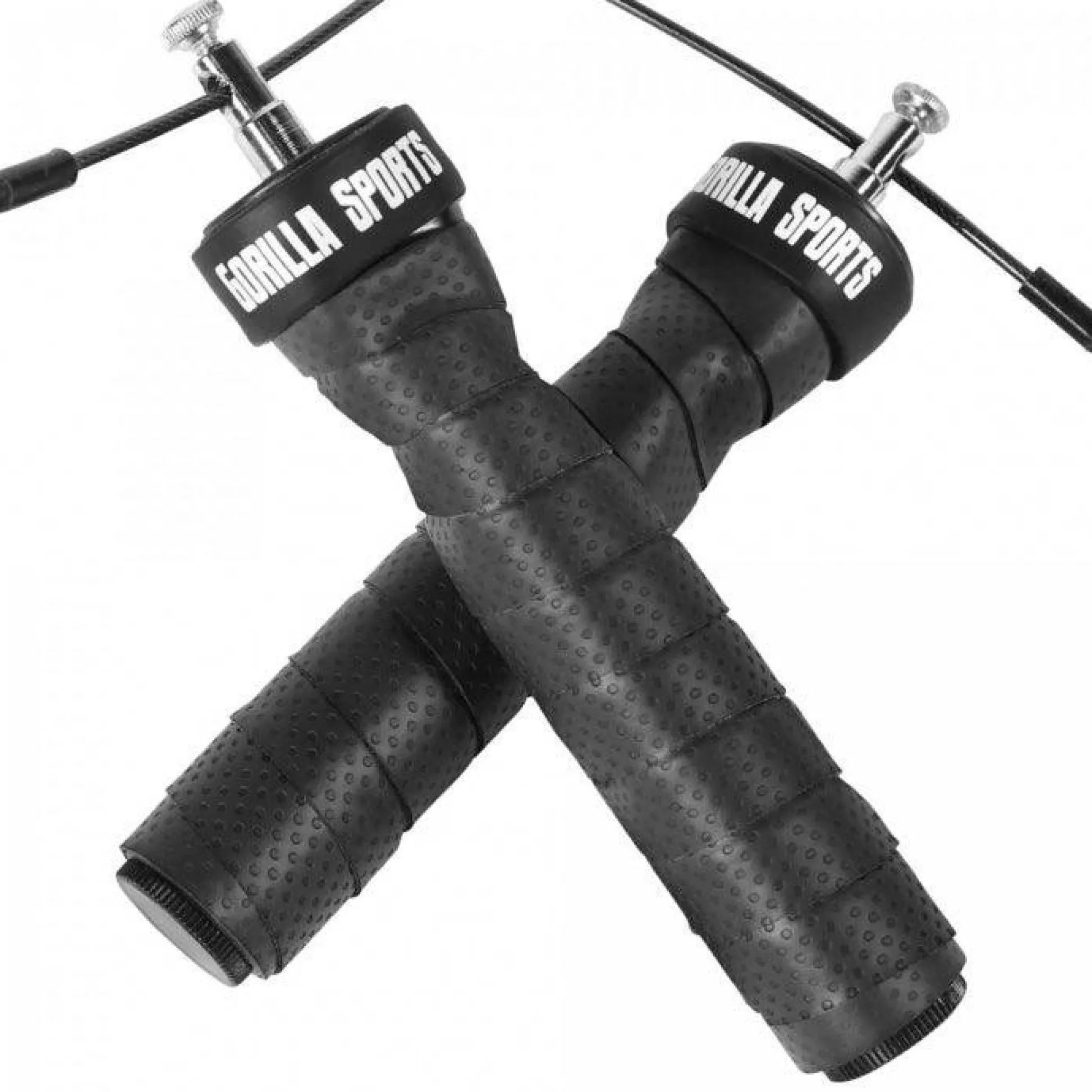 Gorilla Sports Springseil mit Drehgelenk 300 cm verstellbar inkl, Beutel und Zusatzgewichten Schwarz / Rot New