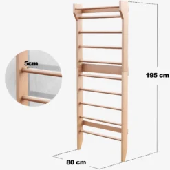 Physionics Sprossenwand aus Holz Natur Holz New