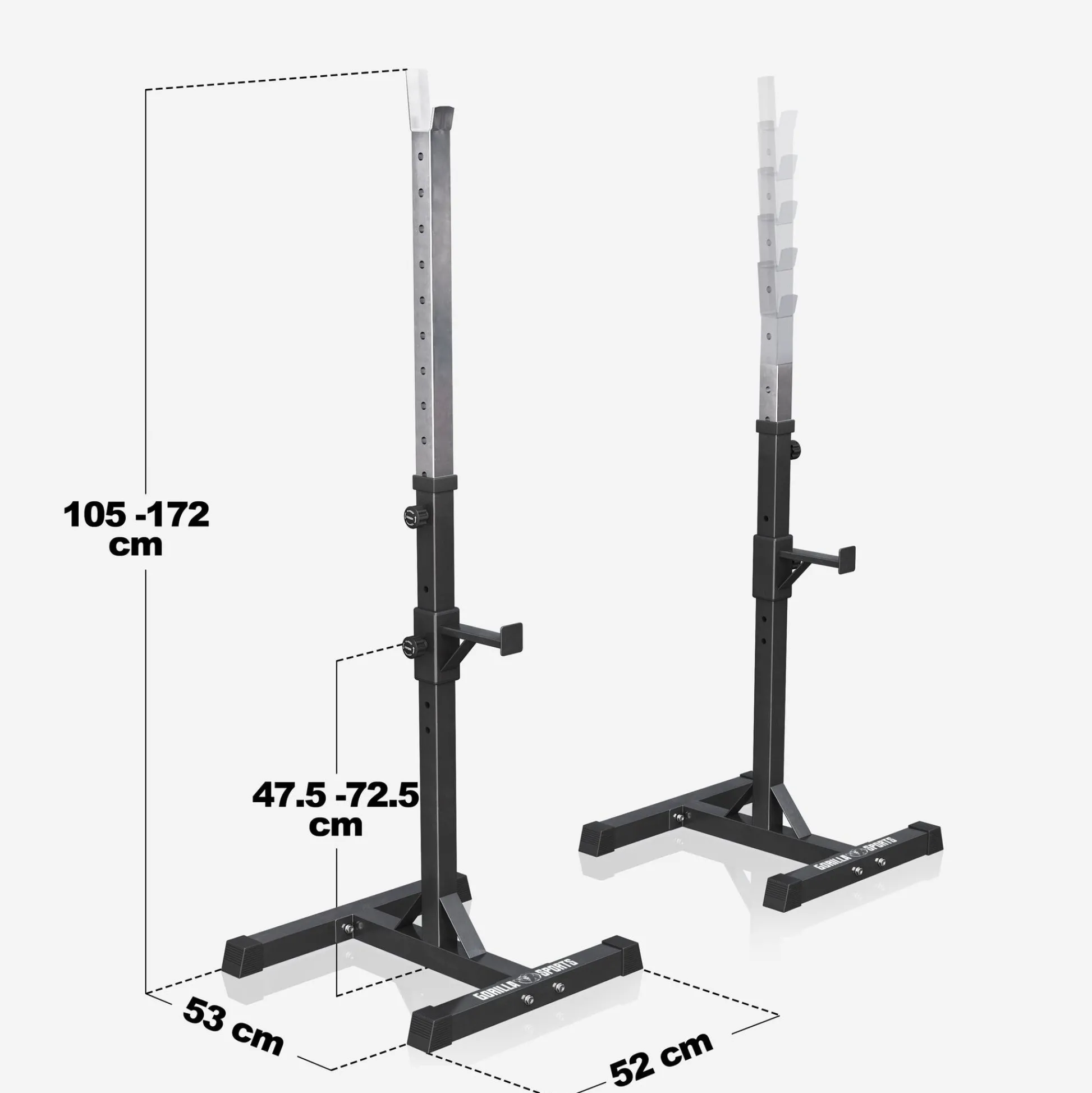 Gorilla Sports Squat Rack Hantelständer mobil verstellbar Schwarz Clearance