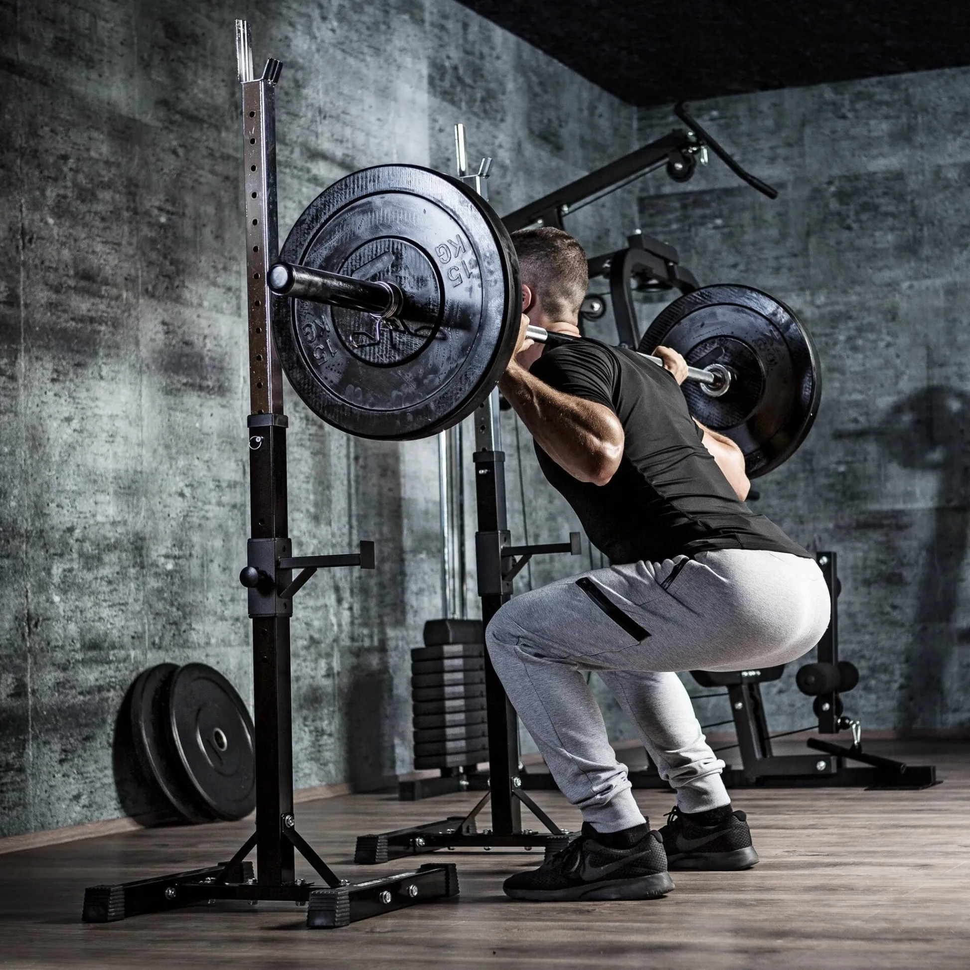 Gorilla Sports Squat Rack Hantelständer mobil verstellbar Schwarz Clearance