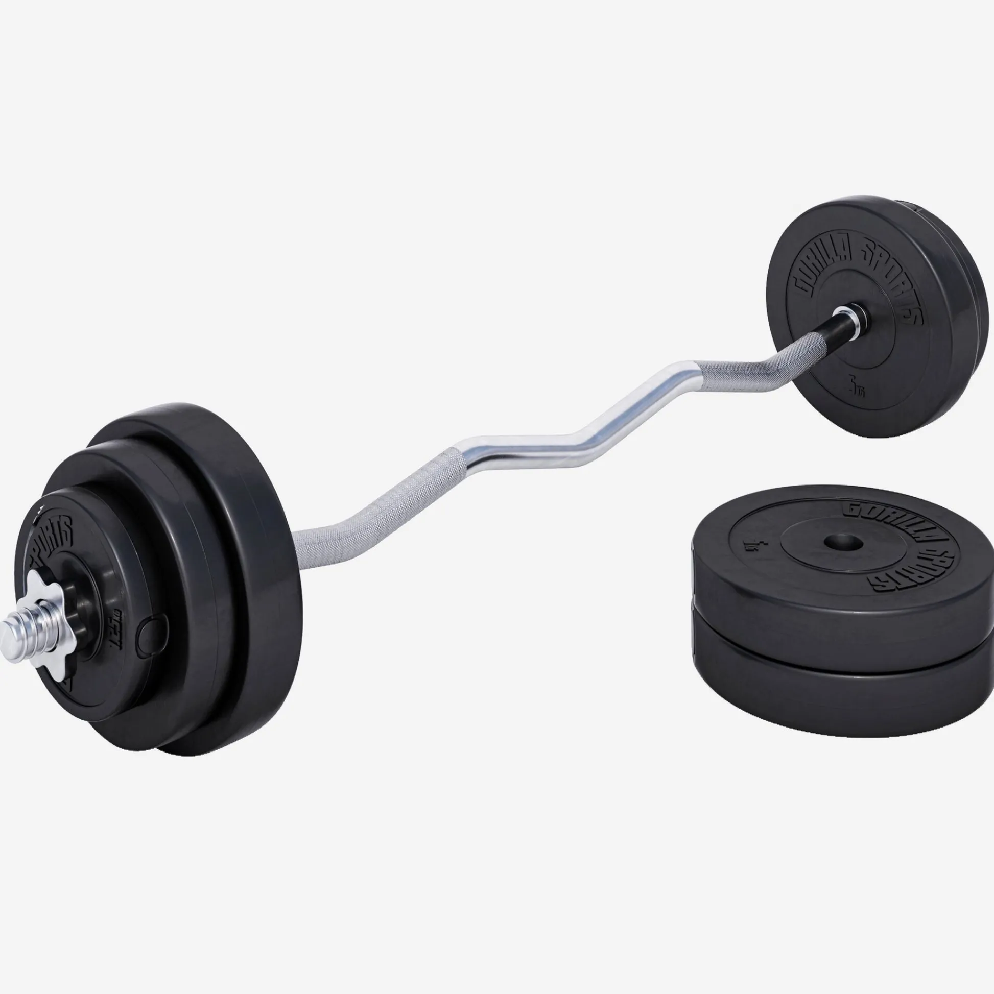 Gorilla Sports Squat Rack Hantelständer Set inkl, Curlset Kunststoff 35 kg Schwarz / Silber Online