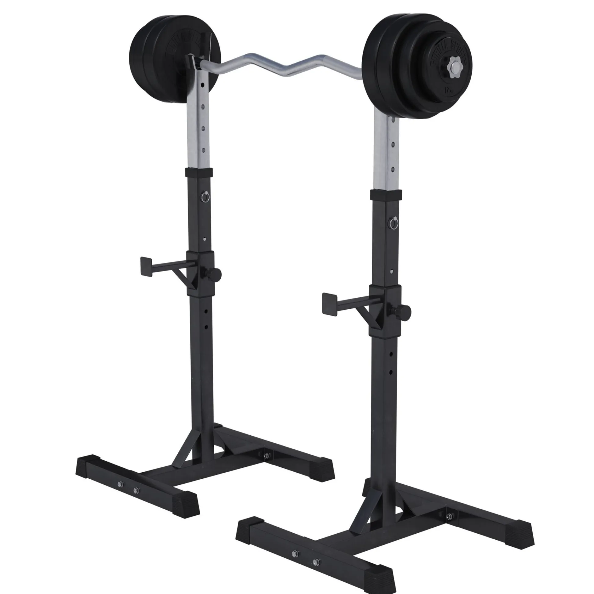 Gorilla Sports Squat Rack Hantelständer Set inkl, Curlset Kunststoff 35 kg Schwarz / Silber Online