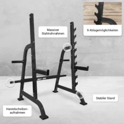 Gorilla Sports Squat Rack inkl, Safety Ablagen Schwarz Sale