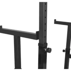 Gorilla Sports Squat Rack verstellbar in Höhe und Breite inkl, Langhantel Set Schwarz / Silber / Rot Sale
