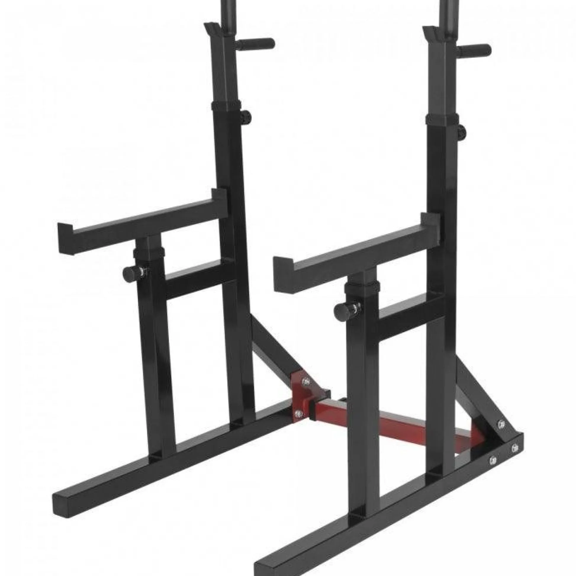 Gorilla Sports Squat Rack verstellbar in Höhe und Breite inkl, Langhantel Set Kunststoff 40 kg Schwarz / Silber / Rot New