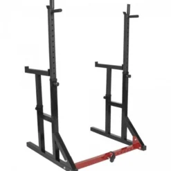Gorilla Sports Squat Rack verstellbar in Höhe und Breite inkl, Langhantel Set Kunststoff 40 kg Schwarz / Silber / Rot New