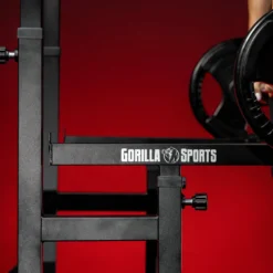 Gorilla Sports Squat Rack verstellbar in Höhe und Breite Schwarz / Rot Clearance