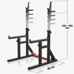 Gorilla Sports Squat Rack verstellbar in Höhe und Breite Schwarz / Rot Clearance