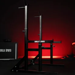 Gorilla Sports Squat Rack verstellbar in Höhe und Breite Schwarz / Rot Clearance