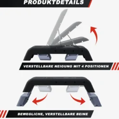 Gorilla Sports Steppbrett mit Rückenlehne Schwarz / Grau Discount