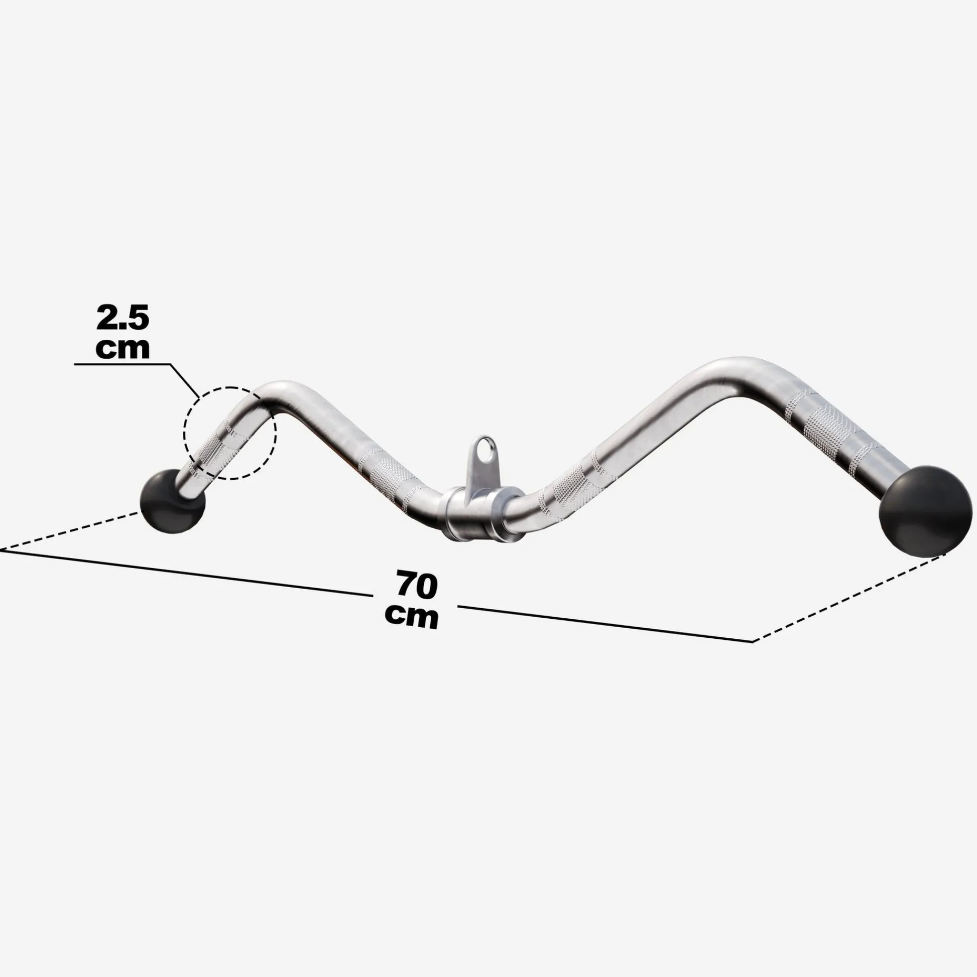 Gorilla Sports SZ-Curl-Griff inkl, Drehgelenk mit Gummi-Ballen Silber New