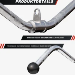 Gorilla Sports SZ-Curl-Griff inkl, Drehgelenk mit Gummi-Ballen Silber New