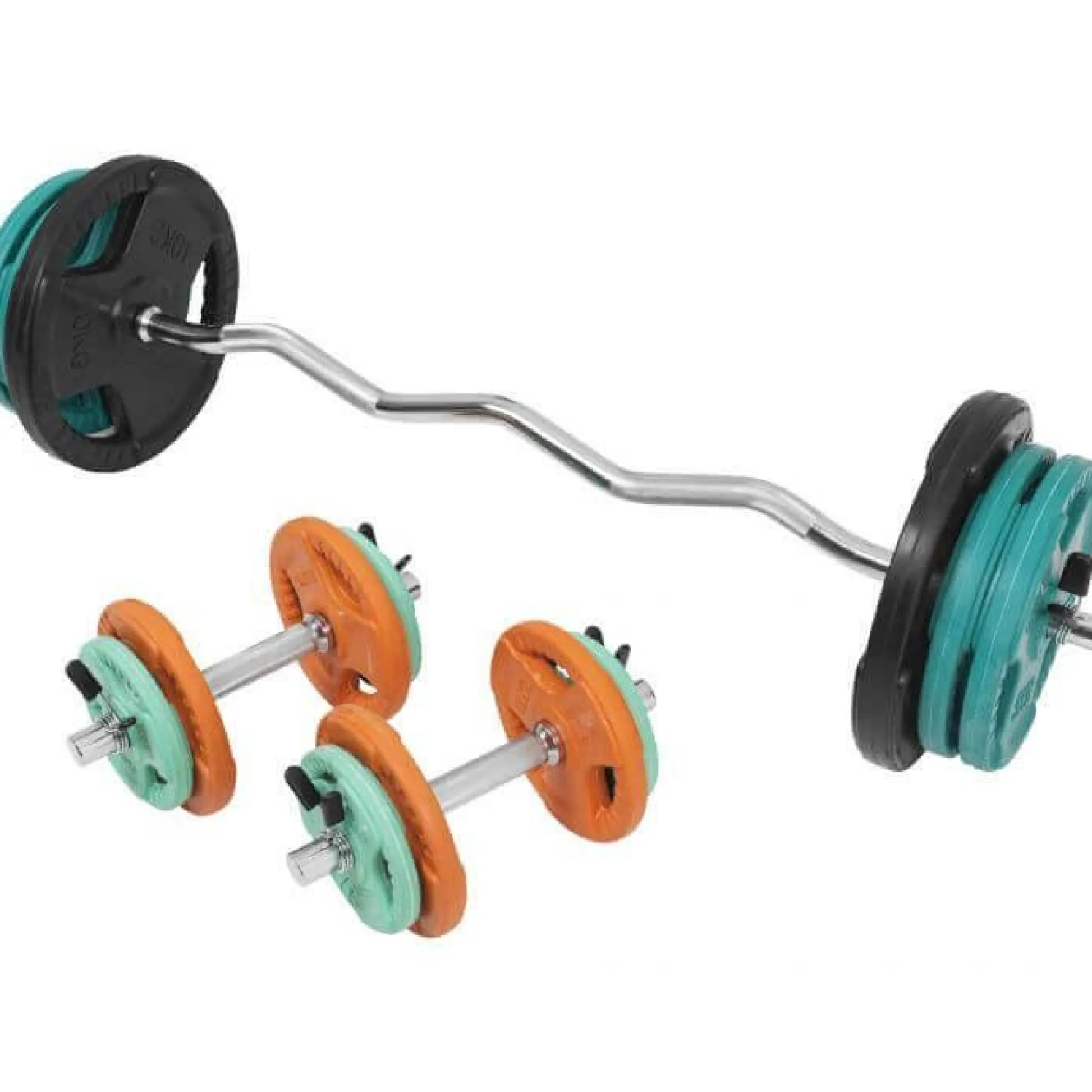 Gorilla Sports SZ-Curlset Gummi Gripper 70 kg mit Verschlüssen Verschieden Clearance
