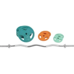 Gorilla Sports SZ-Curlset Gummi Gripper 35 kg mit Verschlüssen Verschieden Clearance