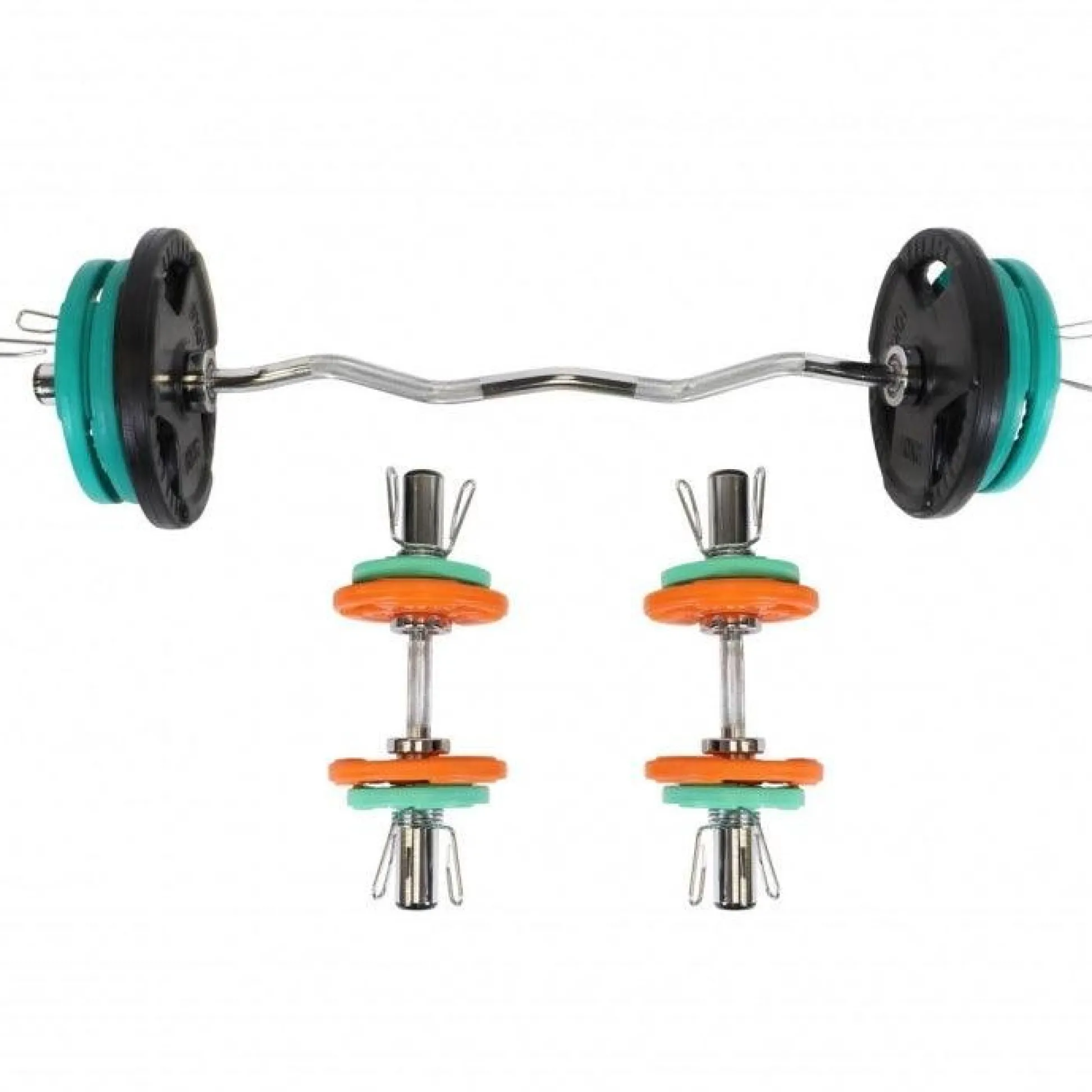 Gorilla Sports SZ-Curlset Gummi Gripper 75 kg Olympia mit Verschlüssen Verschieden Discount