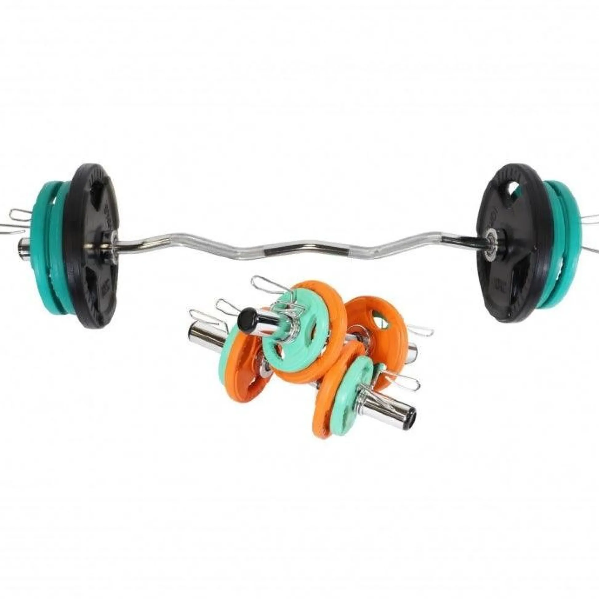 Gorilla Sports SZ-Curlset Gummi Gripper 75 kg Olympia mit Verschlüssen Verschieden Discount