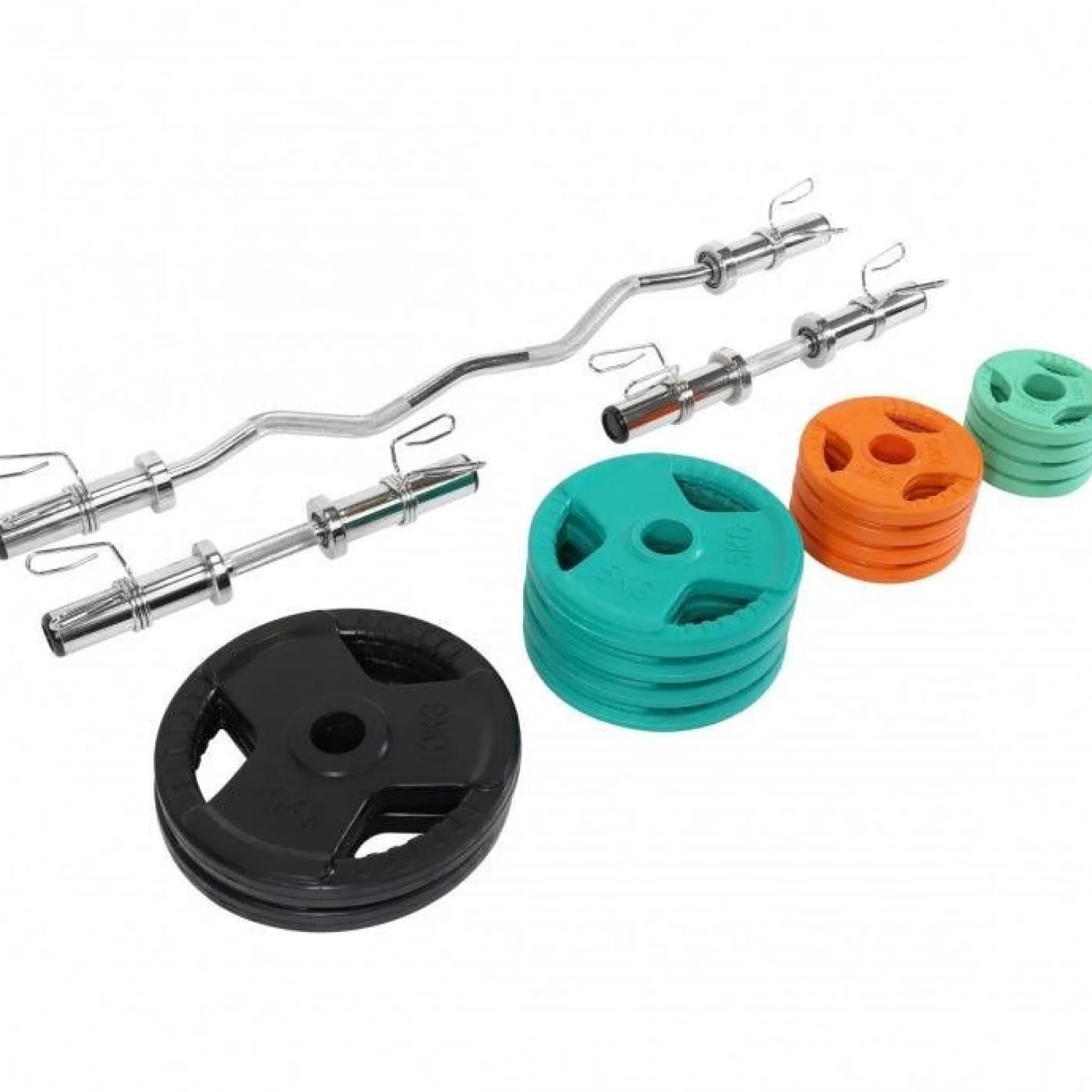 Gorilla Sports SZ-Curlset Gummi Gripper 75 kg Olympia mit Verschlüssen Verschieden Discount