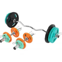 Gorilla Sports SZ-Curlset Gummi Gripper 75 kg Olympia mit Verschlüssen Verschieden Discount