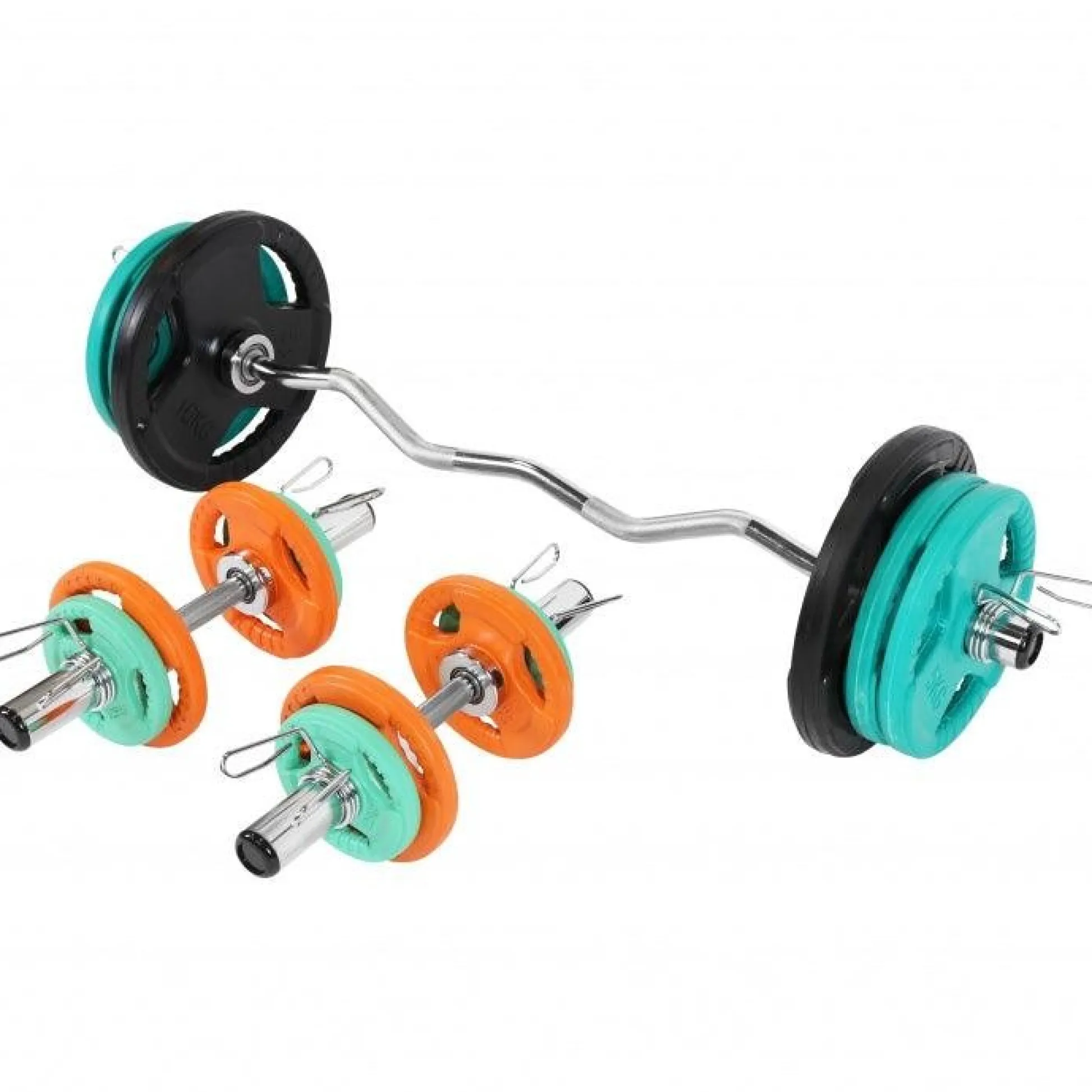 Gorilla Sports SZ-Curlset Gummi Gripper 75 kg Olympia mit Verschlüssen Verschieden Discount